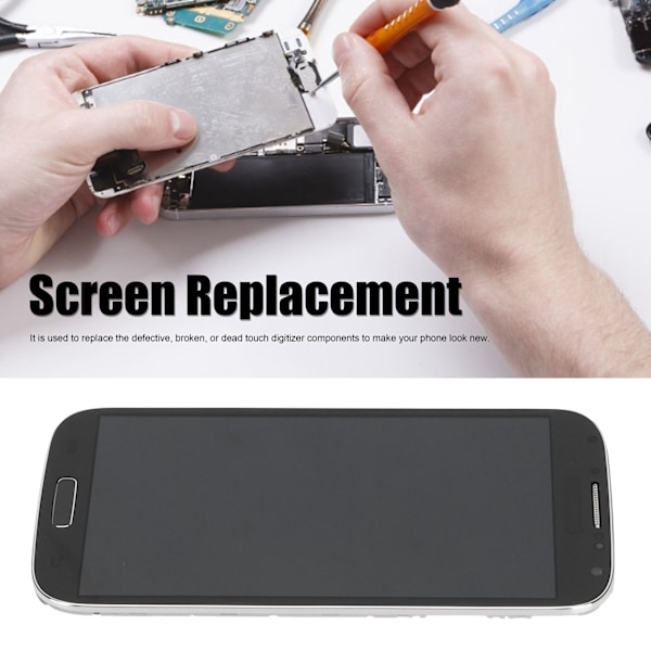 Skjermutskiftning LCD-skjerm Berøringsskjerm Digitizer Montering for Samsung Galaxy S4 Svart