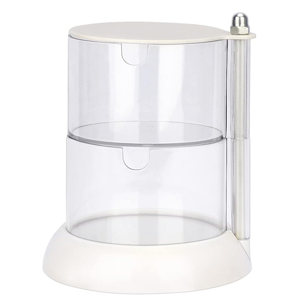 Multi Layer Powder Puff Organizer Åndbar Støvfri Øreringe Roterbar Beholder til Hjemmet, 2 Lag, Hvid
