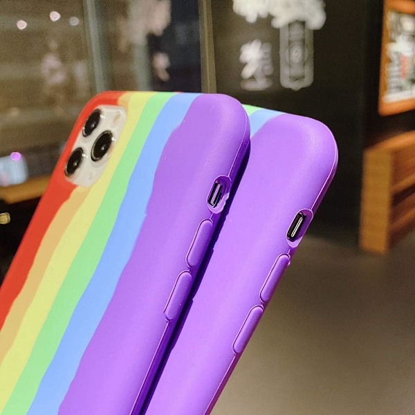 Färgglad Regnbåge för iPhone Flytande Silikon Fräscht och Sött Skyddande Mobilskal, för Tjejer, Kvinnor, Män (Regnbåge) Rainbow iphone 11 Pro Max