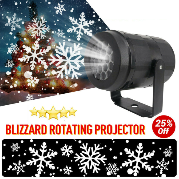 Hvid Blizzard Projektor Automatisk Rotation Snefnug Projektion