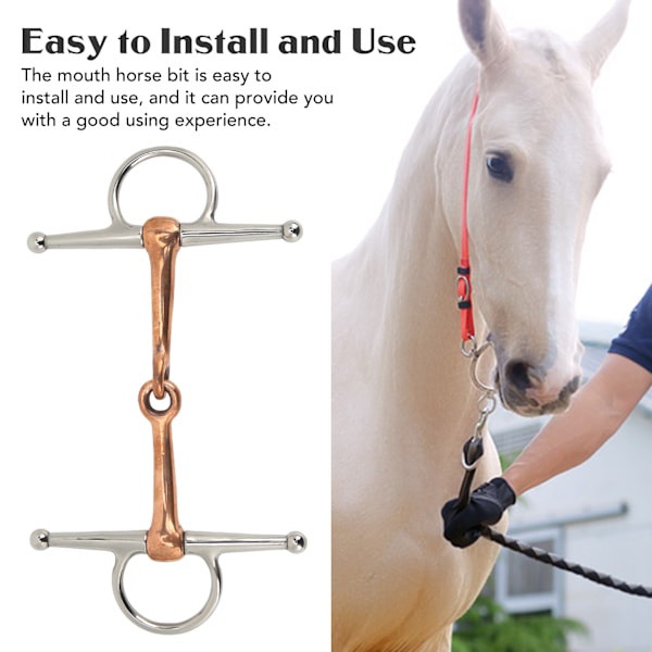 Hest Full Cheek Snaffle Rustfritt Stål Ring Snaffle Bit for Utendørs Hestetilbehør 125mm