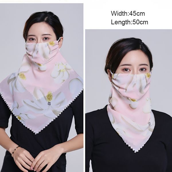 Solskyddad triangelhalsduk mask kvinnlig sommar andningsbar för ridning (rosa solros)