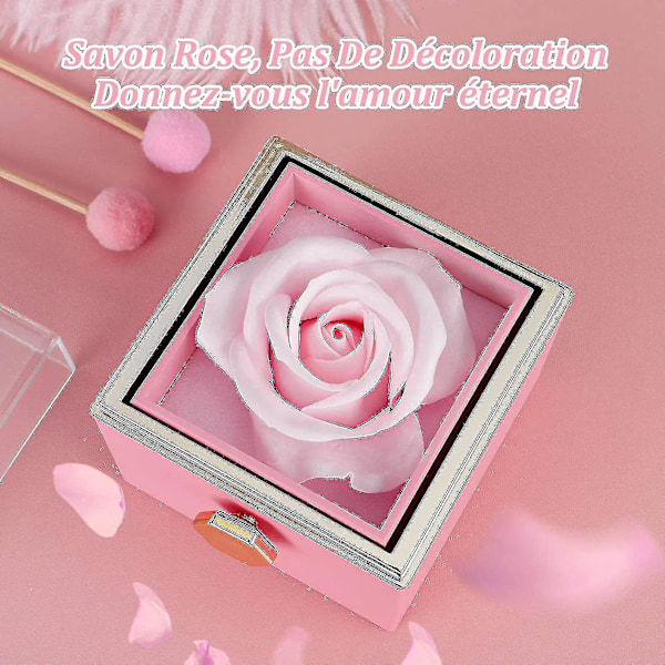 Eternal Rose Presentkit, Med En 360° Roterande Låda Och Konserverad Röd Ros, Förstärkt Med Elegant Förpackning För Att Uttrycka Evig Kärlek