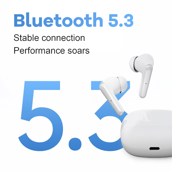 Bluetooth 5.3 Hörlurar, Smart Aktiv Brusreducering, ENC Brusreducering, Automatisk Anslutning, Ergonomisk Design, Lätta, IPX6 Vattentäta