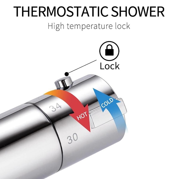 Termostatisk dusjbatteri i forkrommet messing