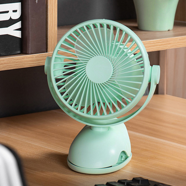 USB Mini Clip Fläkt Stark Vind 3 Blad Uppladdningsbar 4 Växlar Skrivbordskylfläkt CoolerGreen