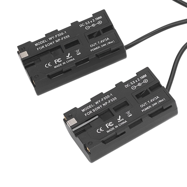 D Tap till NP F970 F570 F550 Dummy Batteri 2 i 1 DC Koppling LED Ljus Digitalkamera Dummy Batteri för Atomos Ninja V Monitor