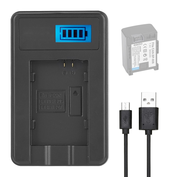 BP-808 Batteriladdare Mini USB-laddning med LCD-skärm för Canon BP-827/809/819