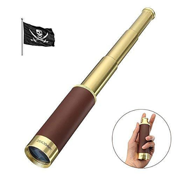25x30 Piratmässing Teleskop, Zoombar Spyglass, Hopvikbar H