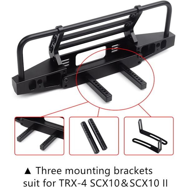 R.C.BumperMetalForeheadBumperwithHookofTrailerFor1:10R.C.CrawlerTraxxasTRX4DefenderAxialSCX10SCX10II9004690047(Musta)