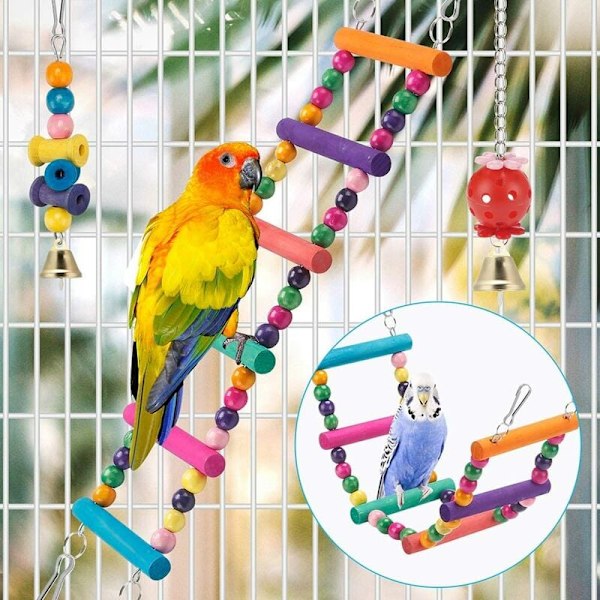 Fågelsäker Berikningsleksak för Undulat, Conure, Dvärgpapegoja, Kokoshus, Bittålig Träpinne, Tuggleksaker, Livfulla Färger, 11 Delars Set För
