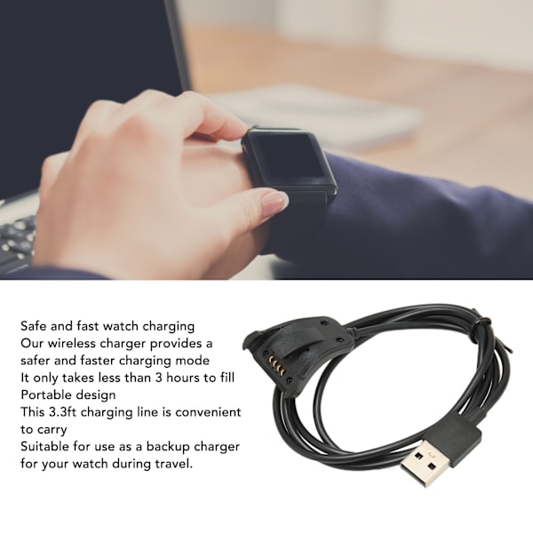 Ersättningsladdare för TomTom Watch USB-laddningskabel för TomTom Runner2 för TomTom Adventurer 3,3ft Svart