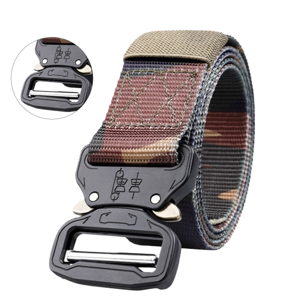 Utomhusträningsbälte Nylonvävt bälte Andningsbart midjebälte med metallspänne för camping Jakt Vandring 3,8 cm bredd