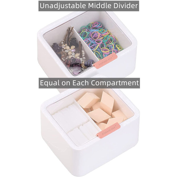2 rum bomuldsvat kugle Qtip holder krukke plastikbeholder dispenser boks med hængslet låg til badeværelse hjem opbevaring organizer（hvid）