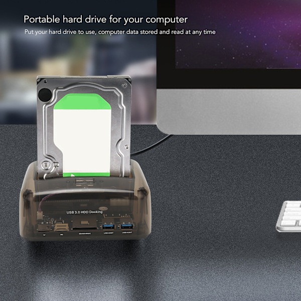 USB 3.0 til SATA IDE Dual Bay Ekstern Harddisk Dock Offline Clone Støtte 20TB 6Gbps for 2.5in 3.5in HDD SSD IDE 100‑240V