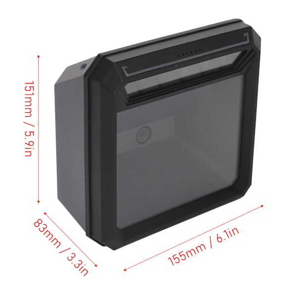 2D 1D QR-kodskanner Hands Free Desktop USB Automatisk 1D Streckkodsläsare för Butik