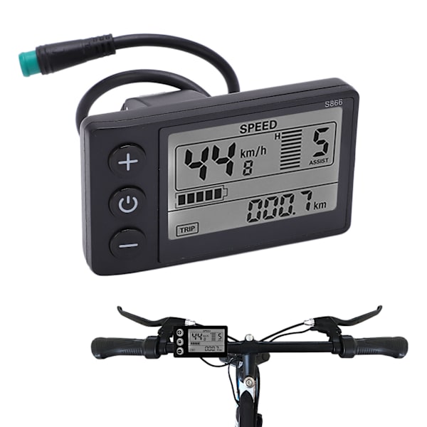 Elektrisk cykel S866 LCD-displaymåler 24V 36V 48V kontrolpanel med vandtæt stik