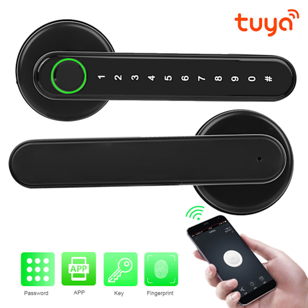 Smart Handle Lock Fingerprint Password Bluetooth App Electric Key Locker for Home Security for Tuya