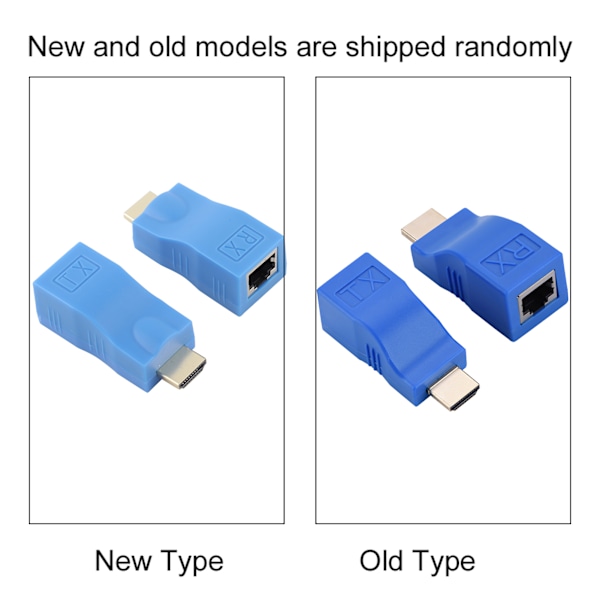 1 par HDMI-forlengeradapter RJ45 Signalforsterkning Sender Mottaker 30 meter