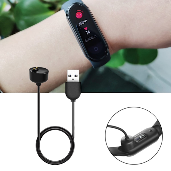 Lader erstatning for Xiaomi Mi Band 5 6 7 NFC Smartwatch USB magnetisk ladekabel for Amazfit Band 5 3.3ft svart