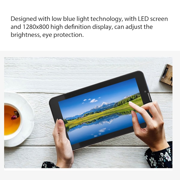 7-tums Tablet 8-kärnig Processor 2G 32G RAM Dubbla SIM Dubbel Standby Dubbla Kameror 1280x800IPS 2.4G WIFI Tablet 100‑240V