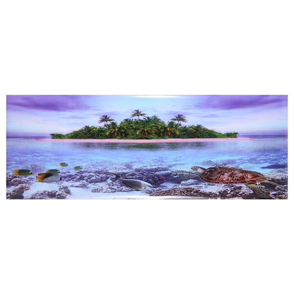 3D-effekt selvklebende kokosnøtttre strandplakat for akvariefisktankdekorasjon (L)