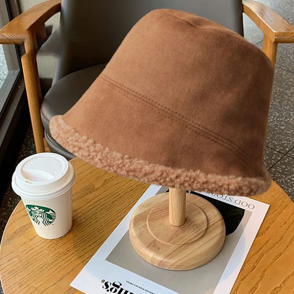 Bredbrättad Bucket Hatt Dam Vinterhattar Varma Fiskehattar för Män brown