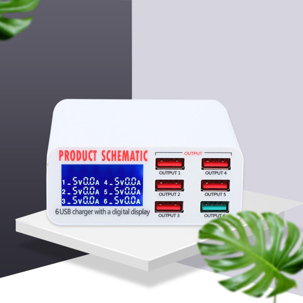 Multifunktionell smart 6-ports USB-laddare snabbladdning för mobiltelefoner surfplattor (100-240V EU)