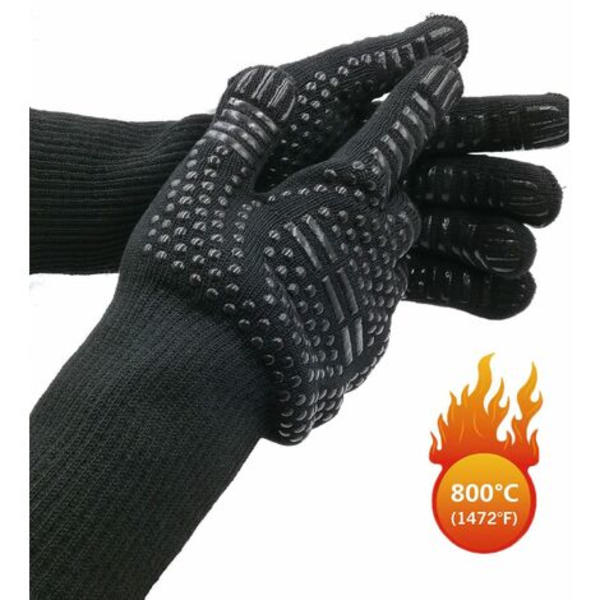 2-pack ugnshandskar, 1472°F värmebeständiga handskar, XL-storlek grillhandskar, halkfria silikon BBQ-handskar, säkra matlagningshandskar för matlagning för män, ugn