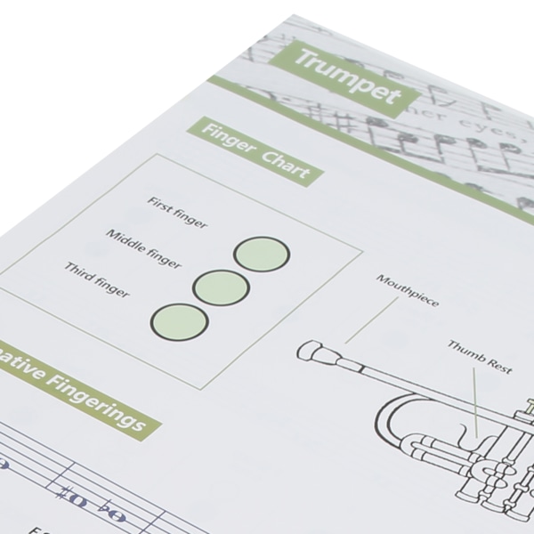 Trompet-akkorddiagram Fingering Note Music Instrument Reference Guide til hjemmeklasseStor