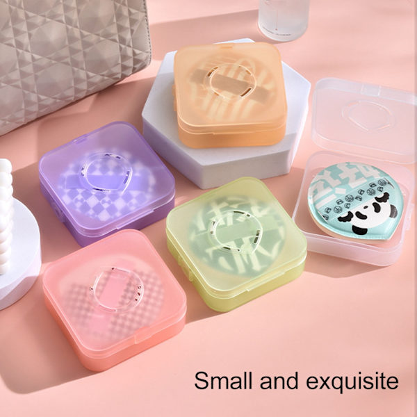 5 stk. Transparent Pink Makeup Puff Opbevaringsboks Bærbar Støvfri Åndbar Pudder Puff Beholder Holder
