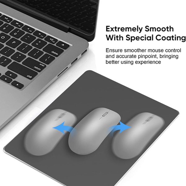 Ergonomisk musmatta i metall, förbättrad precision på yta av aluminiumlegering, vatten- och spillresistent för stressfri användning, kompatibel med alla möss,