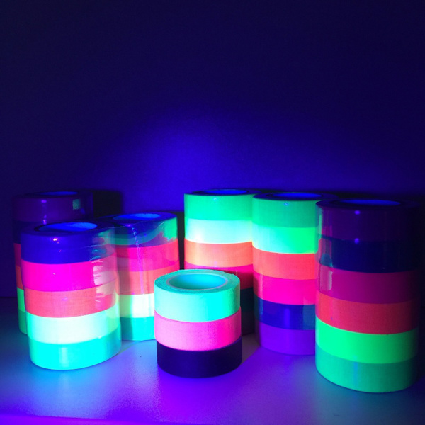 6 st/set Fluorescerande UV Bomullstejp Matt Natt Självhäftande I Mörkret Lysande Tejp För Hemfest Dekoration