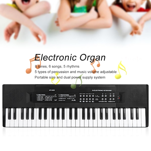 Elektroniskt orgelmikrofon och inspelningsfunktion 54-tangenters pianotangentbord BF-5438