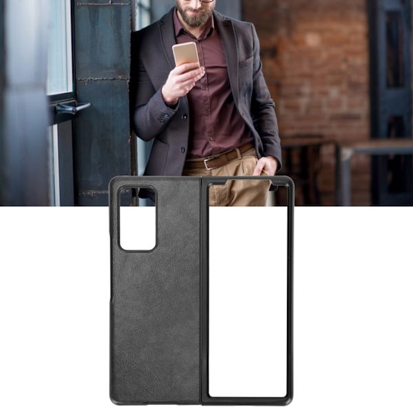 Samsung Galaxy Z Fold 2 -puhelimen nahkainen suojakotelo, suojaava kotelo, putoamissuoja (musta)