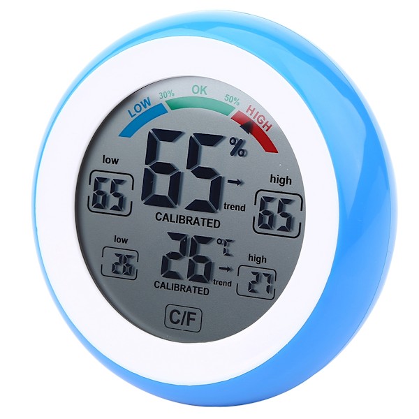 1 stk Kreativ Digital LCD Temperaturtermometer Hygrometer Elektronisk Fuktighetsmåler (Blå)