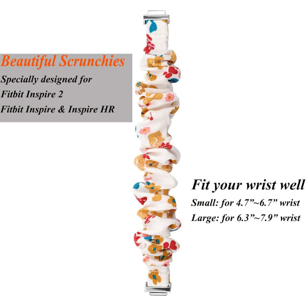 Scrunchies kompatibla med Fitbit Inspire 2 band/Inspire HR-band/Inspire, kvinnor mjukt elastiskt tygmönster printed tygarmband Ersättning för