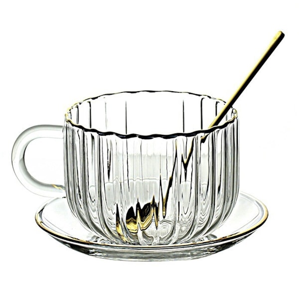 Vintageinspirerade Glasmuggar, Perfekta För Att Smutta På Varma Eller Kalla Drycker, Blyfritt Glas Säkerställer Säkerhet, Vertikal Randdesign Ger Estetiskt Tilltal,