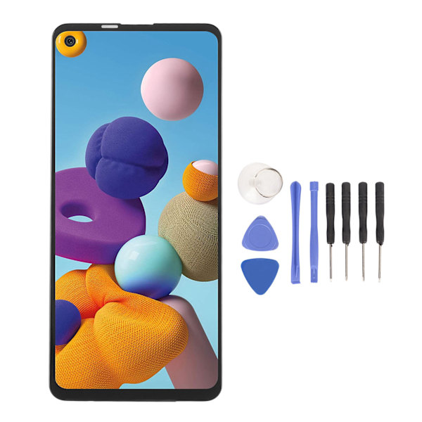 6,5 tuuman LCD-näyttö korjaustyökaluilla Älypuhelimen näytön vaihto Samsung Galaxy A21S