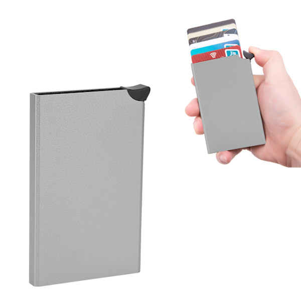 Visitkortshållare AntiTheft AntiMagnetic Popup Kreditkort Fodral Väska Organizer(Grå x55#)