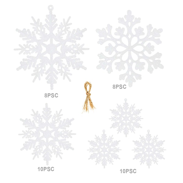 Festliga Bröllopsaccessoarer, Splittersäkra Glitter Snöflingor Ornament för Vintertema Firanden