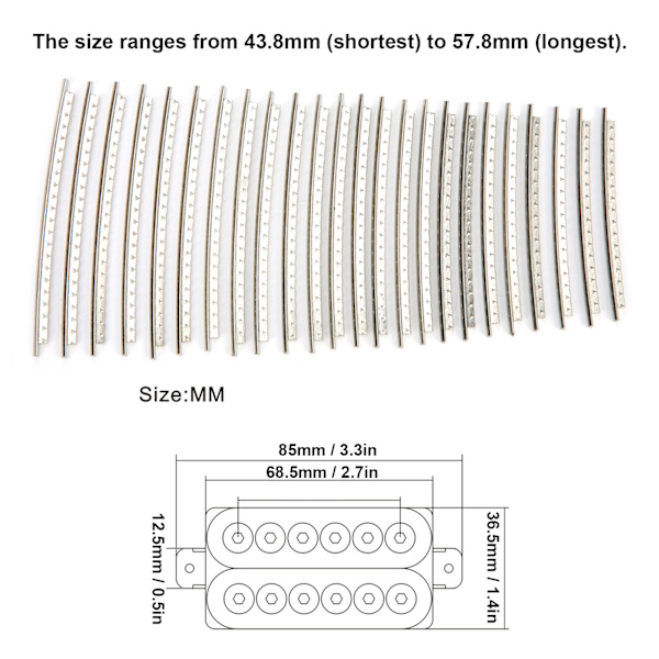24-osainen kitara nauha sarja kuparonikkeli Fender/Gibson korvaavat tarvikkeet 2,7 mm