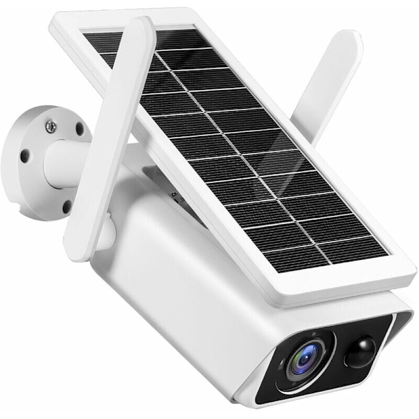 Soldriven säkerhetskamera, kontinuerlig laddning utomhus trådlös med ultra-klar upplösning, smart PIR-rörelsesensor, strålkastare, IP66 vattentät