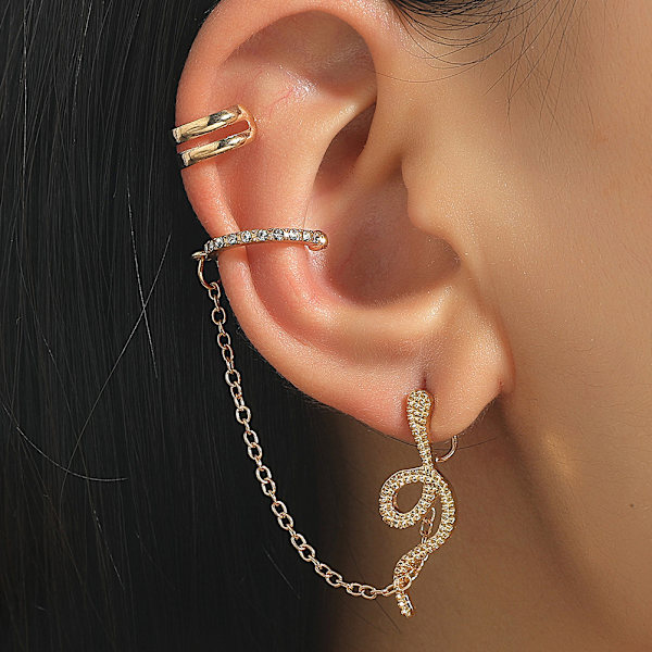 Punk Snake Cuff Chain Øreringe Retro Serpent Brusk Øreringe Snake Ear Wrap Øreringe Smykker til Kvinder og Piger