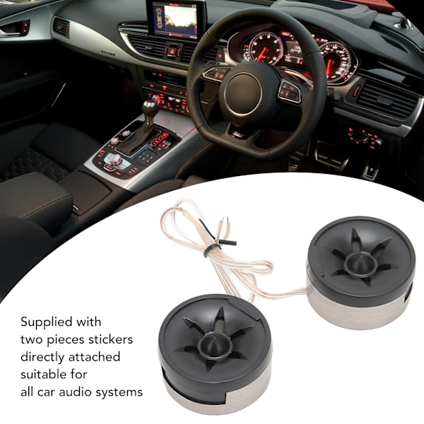 2 stk. 350W Mini Dome Tweeter Rund Højttaler Stick On Sort Universal Bil Audio System