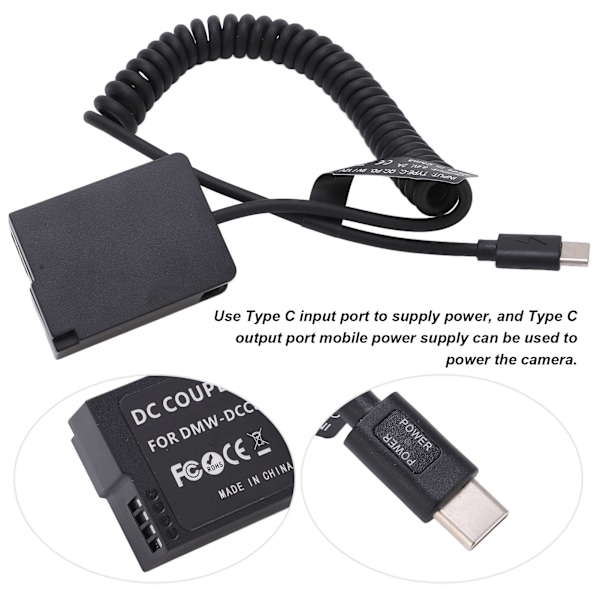 Type C DMWDCC8 Fuld Dekodet Dummy Batteri Pakke Adapter med Fleksibelt Fjederkabel til G5 Kamera