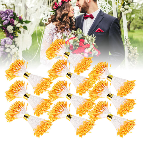 900 stk kunstig pollen gips oransje farge dobbel ende simulering bukett lage tilbehør (1 mm (14 #))