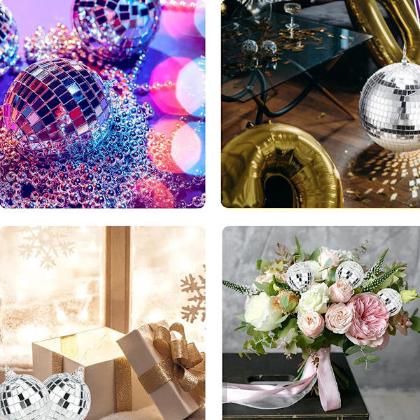 Silver Disco Reflekterande Spegel Julgranskulor Lätt att Hänga för Chr