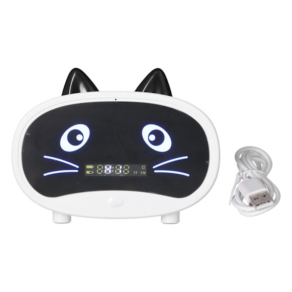 Mini Cartoon Speaker Multifunksjonell Søt Katteøre Design Smart Sett Dobbel Vekkerklokke for Soverom Kontor