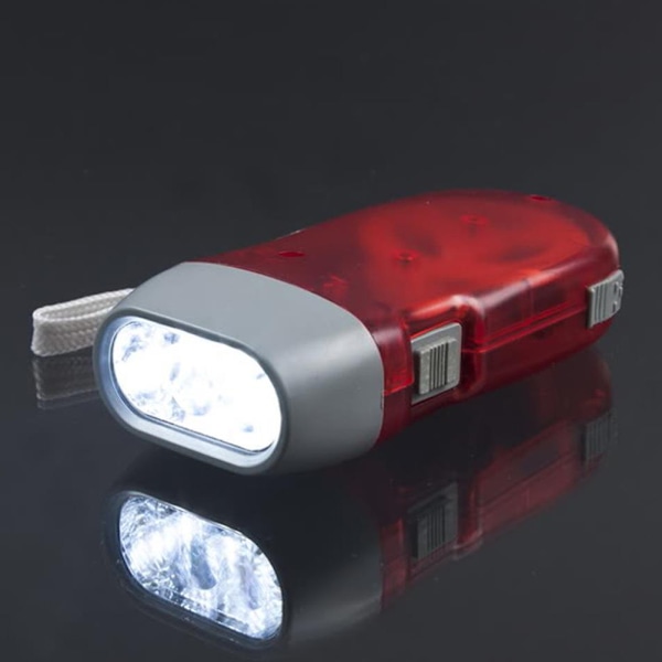 Ljusstark LED Överlevnadsverktyg, Kompakt Portabel Design, Dynamo Ficklampa för Nödsituationer, Batterifri Klämfunktion, Manuell Generatorficklampa för Camping